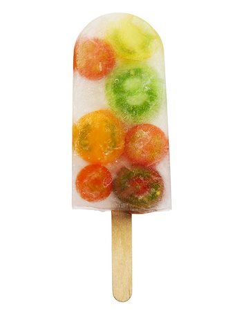 veggie ice pop, colorful cherry tomatoes isolated on white background Stock Photo - Budget Royalty-Free & Subscription, Code: 400-07772618