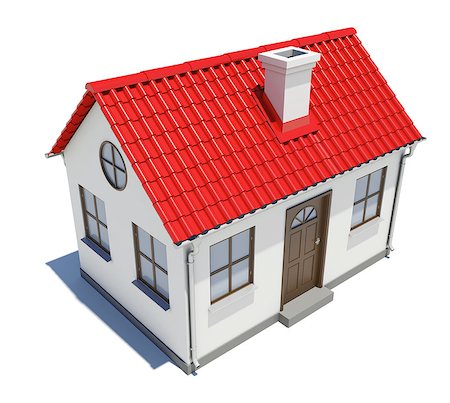 simsearch:400-04220963,k - Small house with red roof on a white background Stockbilder - Microstock & Abonnement, Bildnummer: 400-07772736