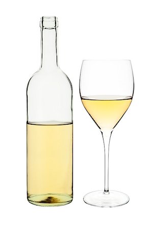 simsearch:614-02639876,k - Elegant transparent white wine bottle and glass isolated on white background. Stock Photo - Budget Royalty-Free & Subscription, Code: 400-07772887
