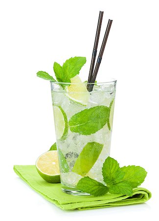 simsearch:400-07715048,k - Fresh mojito cocktail. Isolated on white background Stock Photo - Budget Royalty-Free & Subscription, Code: 400-07773197