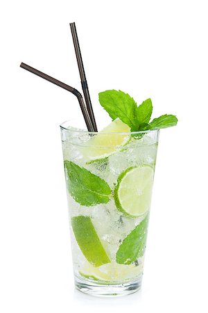 simsearch:400-07925229,k - Fresh mojito cocktail. Isolated on white background Stock Photo - Budget Royalty-Free & Subscription, Code: 400-07773198