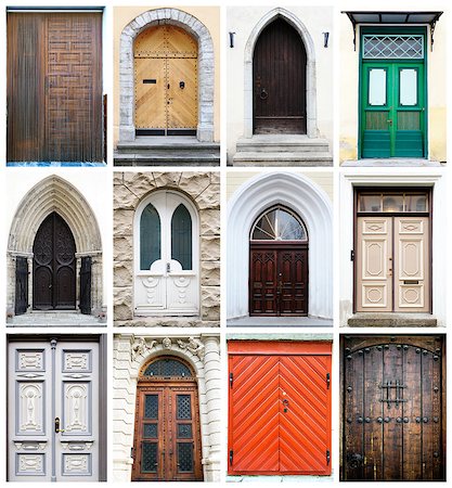 Collage of old-fashioned multicolored doors Stock Photo - Budget Royalty-Free & Subscription, Code: 400-07773339