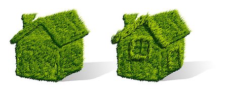 simsearch:400-04667131,k - Illustration of green grass house isolated on white background Stockbilder - Microstock & Abonnement, Bildnummer: 400-07773518