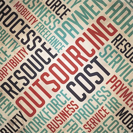 Outsourcing.  Red-Blue Wordcloud on Retro Background. Stock Photo - Budget Royalty-Free & Subscription, Code: 400-07773812