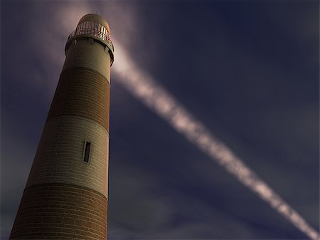 simsearch:400-07407835,k - Lighthouse beam in dawn mist. Fotografie stock - Microstock e Abbonamento, Codice: 400-07773902