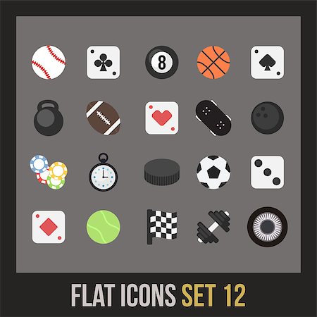 symbols dice - Flat icons set 12 - sport and game collection Stock Photo - Budget Royalty-Free & Subscription, Code: 400-07780009
