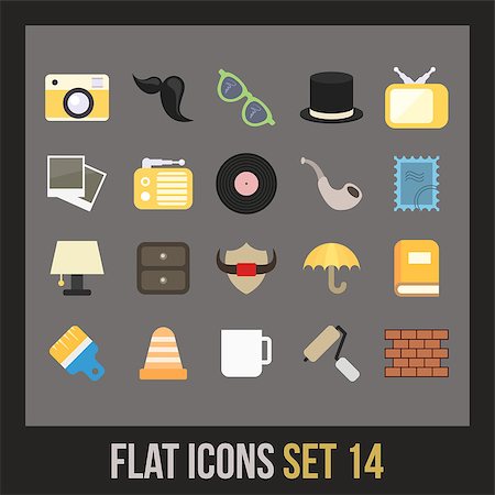 simsearch:400-06695587,k - Flat icons set 14 - vintage collection Stock Photo - Budget Royalty-Free & Subscription, Code: 400-07780010