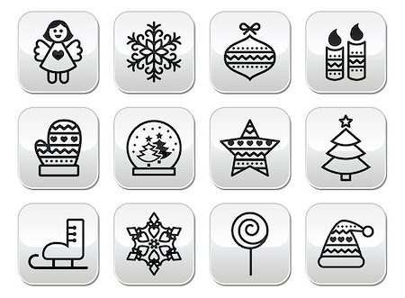 simsearch:400-07246701,k - Vector black buttons set for celebrating Xmas isolated on white Stock Photo - Budget Royalty-Free & Subscription, Code: 400-07780035