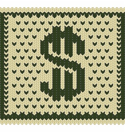 simsearch:400-06102745,k - Knitted dollar green beige scheme vector, EPS8 Photographie de stock - Aubaine LD & Abonnement, Code: 400-07780037