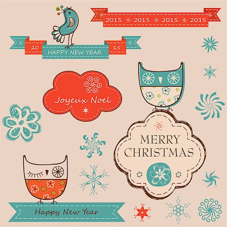 christmas and new year elements set Stock Photo - Budget Royalty-Free & Subscription, Code: 400-07780052