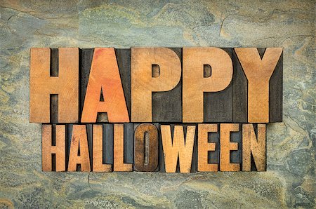 simsearch:400-07774007,k - happy halloween typography - letterpress  wood type printing blocks against slate rock background Foto de stock - Royalty-Free Super Valor e Assinatura, Número: 400-07794308