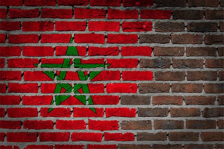 Dark brick wall texture - flag painted on wall - Morocco Foto de stock - Super Valor sin royalties y Suscripción, Código: 400-07794678