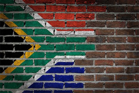 simsearch:400-05887840,k - Dark brick wall texture - flag painted on wall - South Africa Stock Photo - Budget Royalty-Free & Subscription, Code: 400-07794682