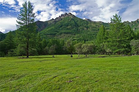 simsearch:400-04412215,k - A view of the mountain range in the Eastern Sayan from Zhombolok river. Photographie de stock - Aubaine LD & Abonnement, Code: 400-07794716