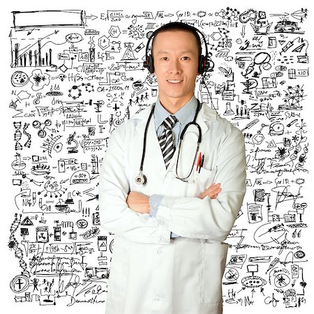 simsearch:400-07216659,k - asian doctor with headphones, lab coat and stethoscope Photographie de stock - Aubaine LD & Abonnement, Code: 400-07794829