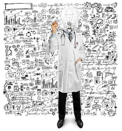 simsearch:400-07216659,k - Lamp Head Doctor man with stethoscope against different backgrounds Photographie de stock - Aubaine LD & Abonnement, Code: 400-07794820