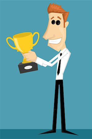 Cartoon office worker with with a trophy Stock Photo - Budget Royalty-Free & Subscription, Code: 400-07794901