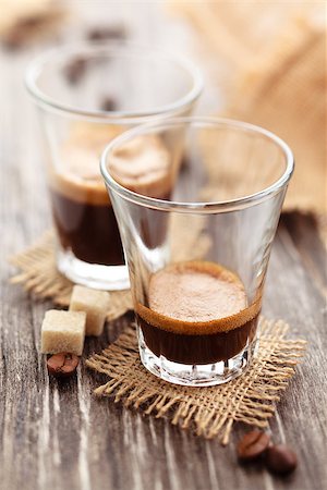 simsearch:400-07477800,k - Fresh ristretto and espresso in small glass cups. Stock Photo - Budget Royalty-Free & Subscription, Code: 400-07795104