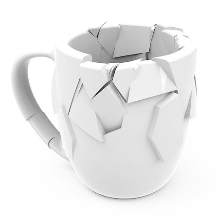 3d generated picture of white broken cup Stock Photo - Budget Royalty-Free & Subscription, Code: 400-07795155