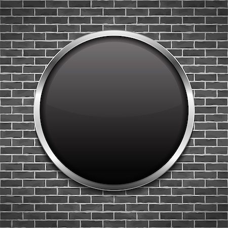 simsearch:400-05682645,k - Black round frame on brick wall, vector eps10 illustration Foto de stock - Super Valor sin royalties y Suscripción, Código: 400-07795295