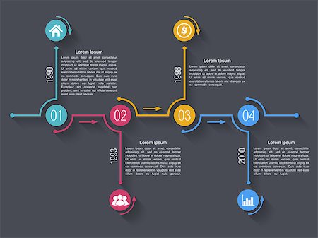 simsearch:400-08223890,k - Horizontal timeline infographics design template with four elements, vector eps10 illustration Fotografie stock - Microstock e Abbonamento, Codice: 400-07795306