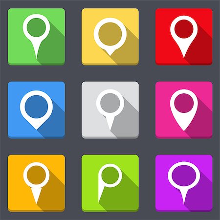 simsearch:400-07417901,k - Flat bright map pins icons, vector eps10 illustration Stock Photo - Budget Royalty-Free & Subscription, Code: 400-07795302