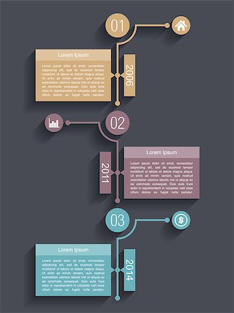 Timeline infographics design template with three elements, vector eps10 illustration Stock Photo - Budget Royalty-Free & Subscription, Code: 400-07795323