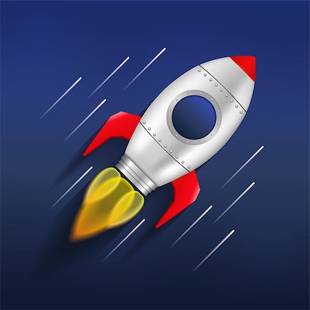 rocket launching - Flying rocket in space, vector eps10 illustration Stock Photo - Budget Royalty-Free & Subscription, Code: 400-07795358