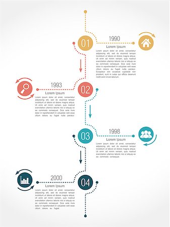 Timeline infographics design template with four elements, vector eps10 illustration Stock Photo - Budget Royalty-Free & Subscription, Code: 400-07795362