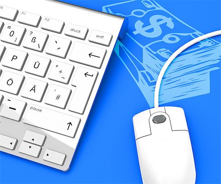 simsearch:400-08314914,k - 3d generated picture of a keyboard and mouse with an illustration of dollar notes Stock Photo - Budget Royalty-Free & Subscription, Code: 400-07795694