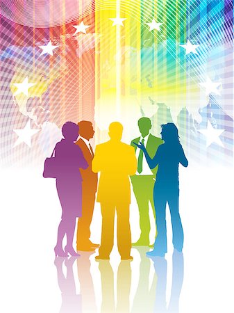 simsearch:400-04082063,k - Group of colorful businesspeople standing and talking together Stock Photo - Budget Royalty-Free & Subscription, Code: 400-07796061