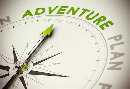 Compass with needle poiting the word adventure, green and beige tones Stock Photo - Budget Royalty-Free & Subscription, Code: 400-07796454