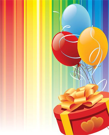 simsearch:400-07795877,k - Birthday or valentine gift with hearts and bunch of colorful balloons Stock Photo - Budget Royalty-Free & Subscription, Code: 400-07796453