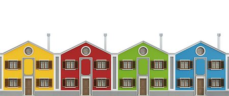 pilastra - Set of colorful houses isolated on white - 3D Rendering Foto de stock - Royalty-Free Super Valor e Assinatura, Número: 400-07796789