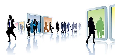 Crowd of people in virtual travel, from portal to portal. Photographie de stock - Aubaine LD & Abonnement, Code: 400-07797124