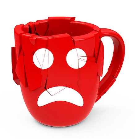 3d generated picture of an angry broken cup Stock Photo - Budget Royalty-Free & Subscription, Code: 400-07797374