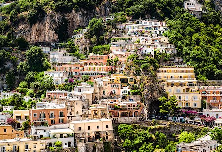 simsearch:400-07891715,k - View of Positano. Positano is a small picturesque town on the famous Amalfi Coast in Campania, Italy. Fotografie stock - Microstock e Abbonamento, Codice: 400-07791584