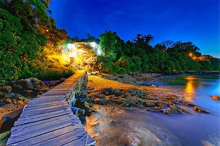 simsearch:400-07486187,k - boat pier and small house at night, fishing village Foto de stock - Royalty-Free Super Valor e Assinatura, Número: 400-07791936