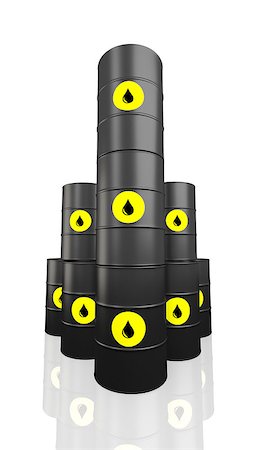 simsearch:400-08529010,k - 3D illustration of black oil barrel isolated on white background. Photographie de stock - Aubaine LD & Abonnement, Code: 400-07792074