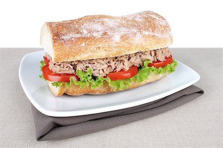 Fresh tuna sandwich with lettuce and tomato Stock Photo - Budget Royalty-Free & Subscription, Code: 400-07792103