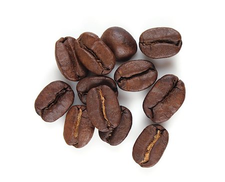 simsearch:400-04689653,k - several coffee beans on a white background Stock Photo - Budget Royalty-Free & Subscription, Code: 400-07792123