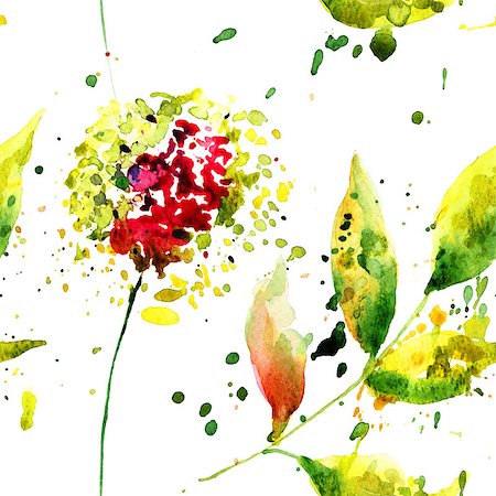 simsearch:400-07245386,k - Stylized flowers illustration, watercolor painting Stockbilder - Microstock & Abonnement, Bildnummer: 400-07792269