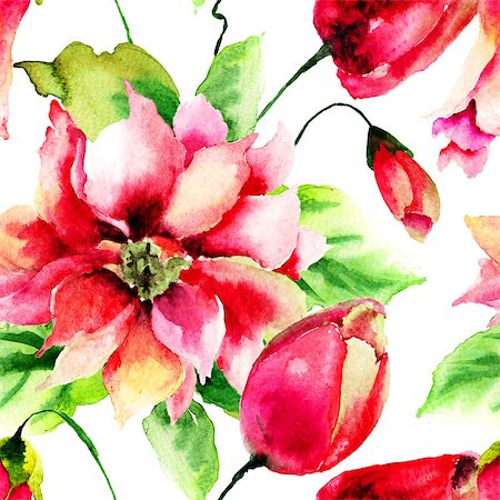 simsearch:400-07444676,k - Seamless wallpaper with wild flowers, watercolor illustration Photographie de stock - Aubaine LD & Abonnement, Code: 400-07792389