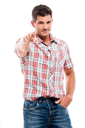 simsearch:400-05912376,k - Handsome latin man pointing to the camera, isolated over a white background Foto de stock - Super Valor sin royalties y Suscripción, Código: 400-07793591