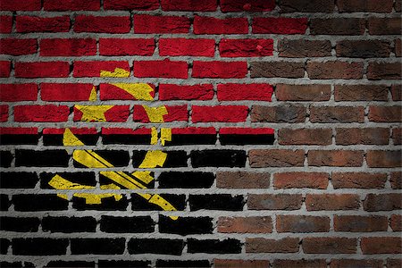 simsearch:400-05891783,k - Dark brick wall texture - flag painted on wall - Angola Photographie de stock - Aubaine LD & Abonnement, Code: 400-07793758