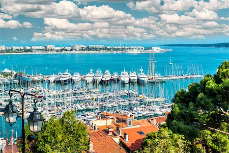 View of Le Suquet- the old town,  Port Le Vieux and La Croisette of Cannes, France Stock Photo - Budget Royalty-Free & Subscription, Code: 400-07816691