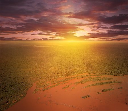 simsearch:400-04523813,k - Flight above Parana river and tropical forests at sunset time. Stockbilder - Microstock & Abonnement, Bildnummer: 400-07816783