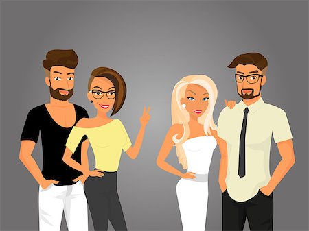 Hipster guys and their pretty girlfriends are going out Stock Photo - Budget Royalty-Free & Subscription, Code: 400-07816904