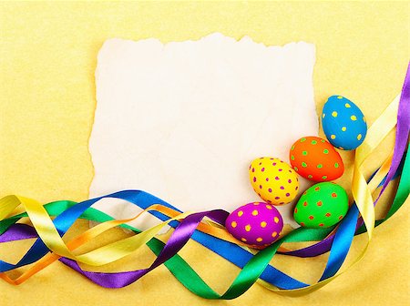 simsearch:400-08036453,k - Easter card. Old paper with decorations on yellow background. Stock photo Stock Photo - Budget Royalty-Free & Subscription, Code: 400-07817211