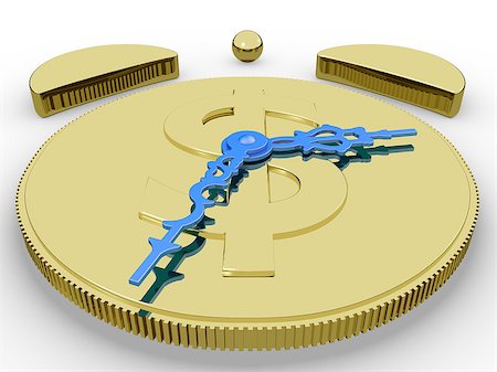 simsearch:400-06876570,k - Time is gold. Conceptual 3D golden alarm clock with white background which demonstrate time value. This artwork created with open source applications. Foto de stock - Royalty-Free Super Valor e Assinatura, Número: 400-07817381